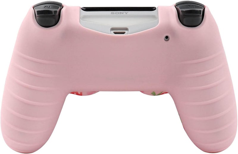 RALAN Pink Controller Skins for PS4,Fruit Silicone Controller Cover Skin Protector Compatible /PS4 Slim/PS4 Pro Controller with 2 Cute Thumb Grips Caps… - Image 3